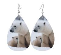 Faux Leather Earrings for Women Teardrop Dangle Earring Fashion Lightweight Snow Mountain Wild Wolf Waterdropearring for Valentine's Day Jewelry Gift, One Size, No Gemstone