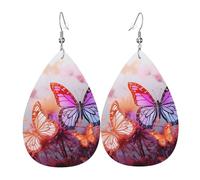 Faux Leather Earrings for Women Teardrop Dangle Earring Fashion Lightweight Sugar skull flowers Waterdropearring for Valentine's Day Jewelry Gift, One Size, No Gemstone
