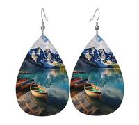 Faux Leather Earrings for Women Teardrop Dangle Earring Fashion Lightweight Tropical Blue Sea Beach Waterdropearring for Valentine's Day Jewelry Gift, One Size, No Gemstone