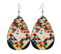 Faux Leather Earrings for Women Teardrop Dangle Earring Fashion Lightweight Violet Green Glow Waterdropearring for Valentine's Day Jewelry Gift, One Size, No Gemstone