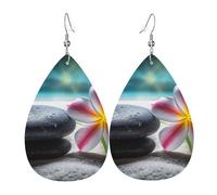 Faux Leather Earrings for Women Teardrop Dangle Earring Fashion Lightweight Violet Green Glow Waterdropearring for Valentine's Day Jewelry Gift, One Size, No Gemstone