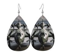 Faux Leather Earrings for Women Teardrop Dangle Earring Fashion Lightweight Violet Green Glow Waterdropearring for Valentine's Day Jewelry Gift, One Size, No Gemstone
