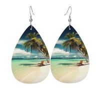 Faux Leather Earrings for Women Teardrop Dangle Earring Fashion Lightweight Violet Green Glow Waterdropearring for Valentine's Day Jewelry Gift, One Size, No Gemstone