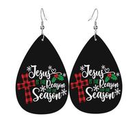 Faux Leather Earrings Jesus Is The Reason For The Christmas Season Dangle Earring Vintage Leather Teardrop Hook Earrings Retro Jewellery For Women Accessory Birthday Party