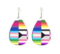 Faux Leather Earrings Lesbian Gay Lgbt Pride Flags Leather Teardrop Hook Earrings Retro Dangle Earring Vintage Jewellery For Accessory Wedding Women