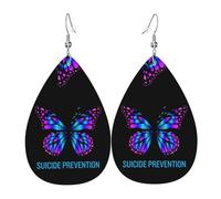 Faux Leather Earrings Suicide Prevention Awareness Dangle Earring Lightweight Leather Teardrop Hook Earrings Vintage Jewellery For Accessory Birthday Party Women