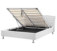 Ottoman Bed METZ Faux Leather White 160 x 200 cm (EU King Size)