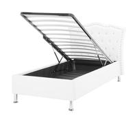 Ottoman Bed METZ Faux Leather White 90 x 200 cm (EU Single)