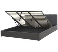 Ottoman Bed DREUX Faux Leather Dark Grey 180 x 200 cm (EU Super King)