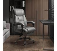 Faux Leather Executive Office Chair with Wheels, Ergonomic High Back Reclining Computer Chair for Adults, Comfortable Boss Chair