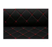 Faux Leather Fabric for Upholstery, Quilted Diamond Stitch Padded Cushion, Durable Leathercloth Material for Vehicle Interior, Black, 54 inches Wide