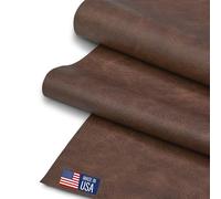 Faux Leather Fabric, Thick Durable Synthetic Repholstery Leather Vinyl, Soft Touch Distressed DIY and Craft Material - Individual 1 Yard Cut 36"x54" (Cocoa)