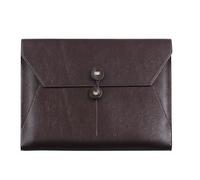 Faux Leather File Folder Large Capacity Document Bag Strap Buckle Waterproof Business Briefcase Office Contract Bill Organizer(Brown)