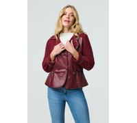 Faux Leather Fleece Lined Jacket Izabel London Red 10