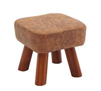 Faux Leather Foot Stool for Living Room & Bedroom Stylish Upholstered Ottoman with Wooden Legs Shoe Change Stool Versatile Pouffe Chair - Lucky Star Design