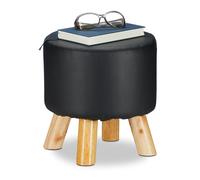 Faux leather footstool Padded Footrest Round Pouffe Lightweight Compact Pouffe