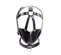 Faux Leather Head Harness Muzzle Gag with Bondage Neck Collar - Adjustable BDSM Wear for Gay Adults, Sissy Kink Play, Fetish Gear, Adult Toys, Gimp Mask, Bondage Set for Men & Women