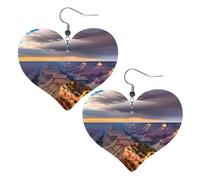 Faux Leather Heart Earring Fashion Heart Earrings Cute Beauty Grand Canyon 1 Print Dangle Drop Earrings