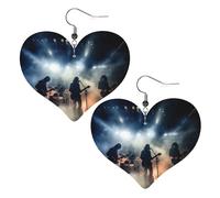 Faux Leather Heart Earring Fashion Heart Earrings Cute Black Smoke Music Print Dangle Drop Earrings