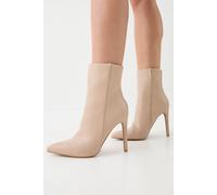 Faux Leather High Stiletto Heel Ankle Boots MissPap Beige 7