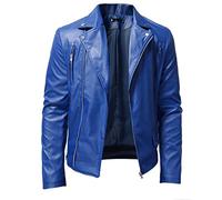 Faux Leather Jackets For Men Fall Work Jacket Mens Leather Jacket Stand Collar Punk Fake Leather Long Sleeve Hoodless Casual Outwear Biker Outwear Leather Jackets Motorcycle Jacket Dark Blue M