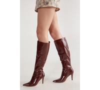 Faux Leather Knee High Pointed Boot NastyGal Brown 4