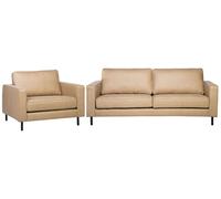 Beliani Living Room Set 4 Seater Savalen Faux Leather Beige