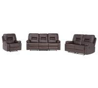 Faux Leather Manual Recliner Living Room Set Brown BERGEN