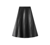 Faux Leather Maxi Skirt Metallic Wet Look Skirt Pleated High Waist Solid Color Elegant Flared Swing A Line Stretch Hip Bodycon Slim Fit Party Black