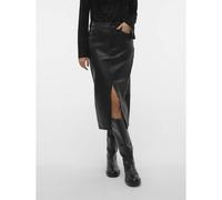 Faux Leather Midi Skirt Black