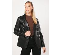 Faux Leather Military Blazer Dorothy Perkins Black 8