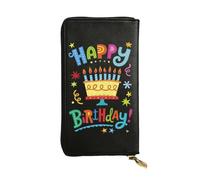 Faux Leather Organizer Wallet For Women, Happy Birthday Big Cake, Long Zip Coin Purse, Travel Checkbook Holder & Card Case Wallet For Everyday Use, Gifts Reusable Check Budget Money Purse For Ladies