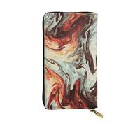Faux Leather Organizer Wallet For Women, Marble Mixed Brown, Long Zip Coin Purse, Travel Checkbook Holder & Card Case Wallet For Everyday Use, Gifts Reusable Check Budget Money Purse For Ladies