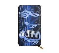 Faux Leather Organizer Wallet For Women, Microphone Music Notes, Long Zip Coin Purse, Travel Checkbook Holder & Card Case Wallet For Everyday Use, Gifts Reusable Check Budget Money Purse For Ladies