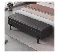 Faux Leather Ottoman Bench with Footrest, Modern Mid-Century Entryway Shoe Storage and Stylish Living Room Seating, Versatile Functional Furniture Piece