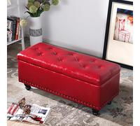 Faux Leather Ottoman BenchStylish Upholstered Footstool for Couch & Entryway Rustic (47"x15.7"x16.9") Comfortable Seating & Storage Solution
