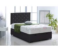 Faux Leather Ottoman Foot Lift Bed Base and 1000 Pocket Memory Mattress by Comfy Deluxe LTD (Black, 4FT Small Double)