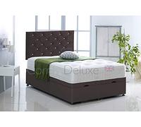 Faux Leather Ottoman Foot Lift Bed Base with HEADBOARD ONLY by Comfy Deluxe LTD (Brown, 4FT6 Double)