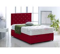 Faux Leather Ottoman Foot Lift Bed Base with HEADBOARD ONLY by Comfy Deluxe LTD (RED, 5FT King-Size)