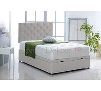 Faux Leather Ottoman Foot Lift Bed Base with HEADBOARD ONLY by Comfy Deluxe LTD (Silver, 4FT Small Double)