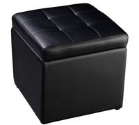 Faux Leather Ottoman Pouffe Storage Toy Box Foot Stool Black