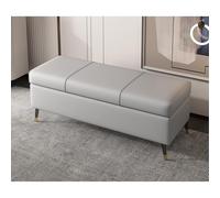 Faux Leather Ottoman With Storage Entryway Furniture Ottomans For Living Room Bed Benches For Foot Of Bed Storage Bench Pu Leather Cushion Storage Chest Rectangular Extra Long Storage Bench(Gray-A,90c
