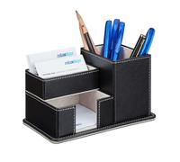 Faux leather pen holder Black Writing Utensil Storage Home Office Organizer