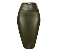Faux Leather Pencil Bodycon Midi Skirt for Women, USA