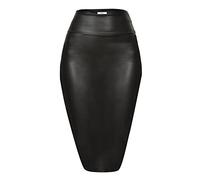 Faux Leather Pencil Midi Bodycon Skirt Below Knee Length for Women, USA