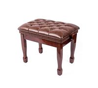 Faux Leather Piano Stool Height Adjustable Bench With Elegant Horseshoe Legs Solid Wood Frame Load Capacity Up To 180kg 58 X 41 48-58cm Bruin Teak (teak One Size)