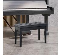 Faux Leather Piano Stool Makeup Dressing Stool Bench Table Seat W/ Storage HOMCOM Black One Size