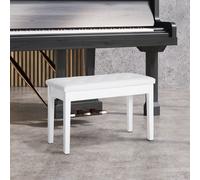 Faux Leather Piano Stool Makeup Dressing Stool Bench Table Seat W/ Storage HOMCOM White One Size