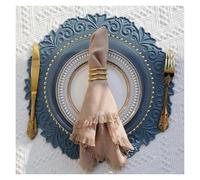 Faux Leather Place mat 1/4/6PCS Round Placemats Shaped Faux Leather Table Mats Pad Kitchen Accessories Outdoor Indoor Place Mat(Blue,1pcs round 38cm)