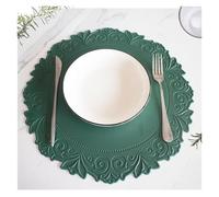 Faux Leather Placemats 1/4/6PCS Round Placemats Shaped Faux Leather Table Mats Pad Kitchen Accessories Outdoor Indoor Place Mat(Green,6pcs round 38cm)